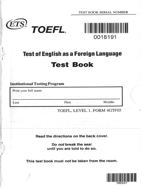 toefl itp test booklet