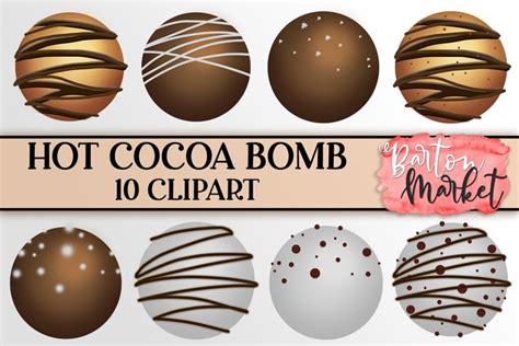 hot cocoa bomb clipart illustrations bundle