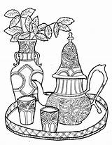 Tea Moroccan Colouring Getcolorings sketch template