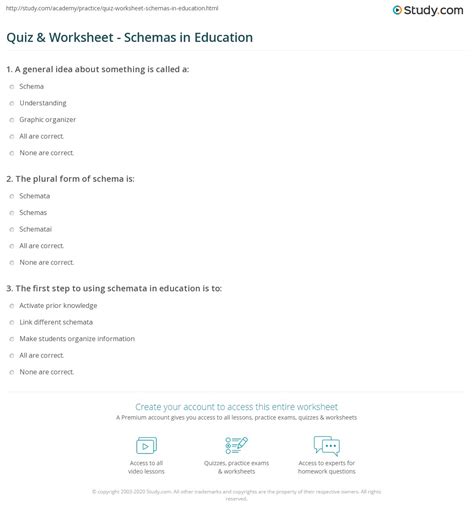 quiz worksheet schemas  education studycom
