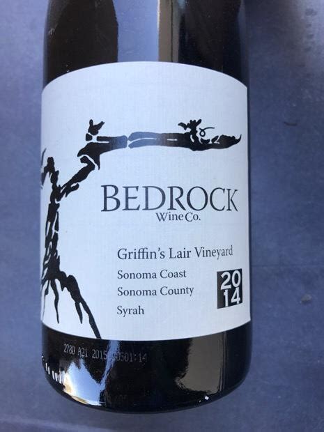 2014 Bedrock Wine Co Syrah Griffins Lair Usa California Sonoma
