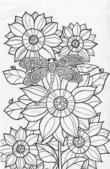 Coloring Deviantart Sunflower Pages Butterfly sketch template