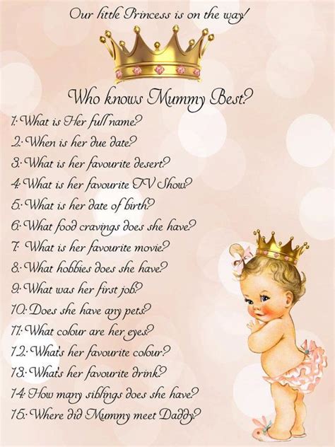 Printable Who Knows Mummy Best Princess Theme Game