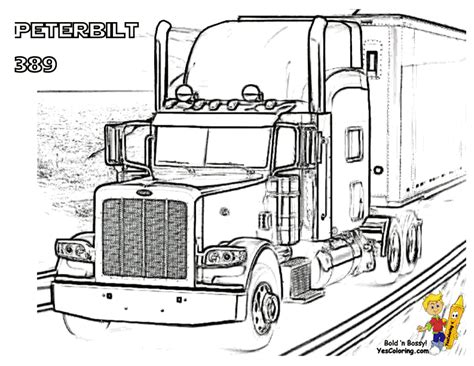 coloring truck semi pages peterbilt trailer kenworth tractor camper