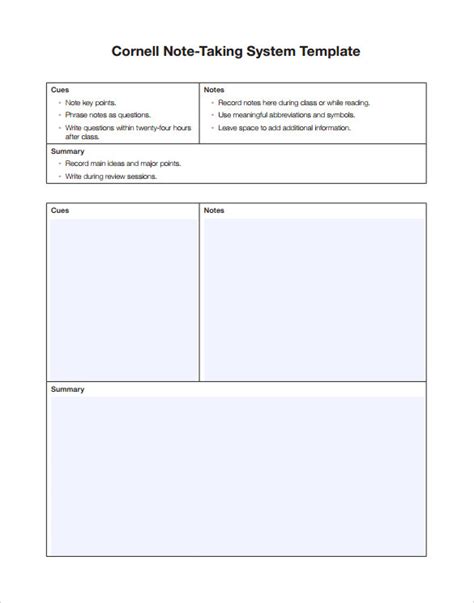 cornell note  templates   ms word