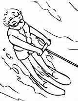 Ausmalbilder Wasserski Skifahren Waterskien Waterskiën Library sketch template
