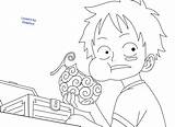 Luffy Kid Lineart Piece Deviantart Drawing Anime Coloring Pages Drawings Cartoon Monkey sketch template