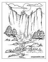 Yosemite Yellowstone Waterfalls Landscape sketch template