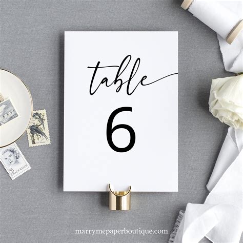 table number sign template modern calligraphy instant