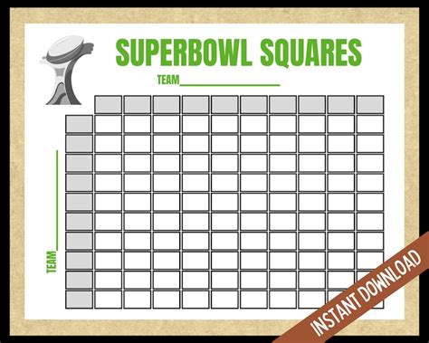 super bowl lvi  squares game printable football squares etsy