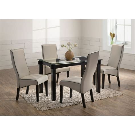 eugene  piece dining set  rectangular transitional cappuccino table  beveled glass