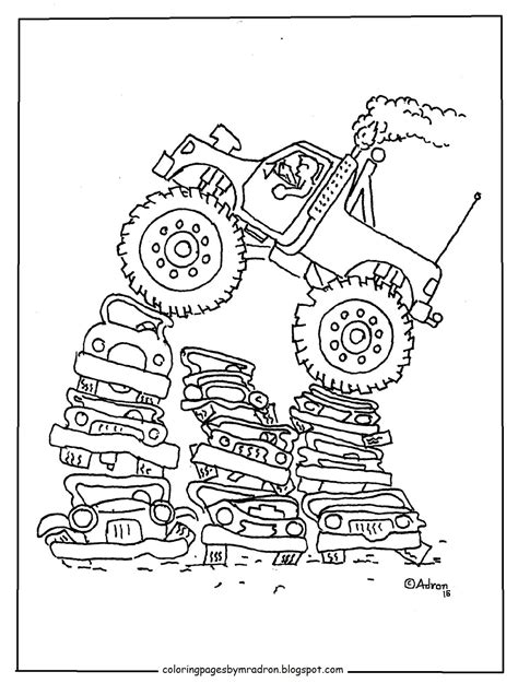coloring pages  kids   adron printable monster truck coloring