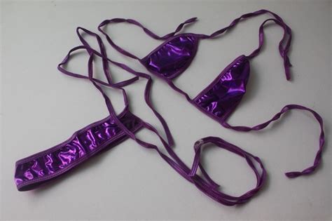 Fashion Care 2u L1698 3 Sexy Metallic Purple Micro Bikini Bra 2pcs Set