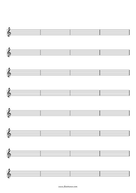 blank staff paper  staves  bars treble clef  printable