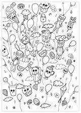 Doodle Coloring Kawaii Kids Pages Simple Color Children Details Adults Coloriage Party Characters Few Doodling Justcolor sketch template