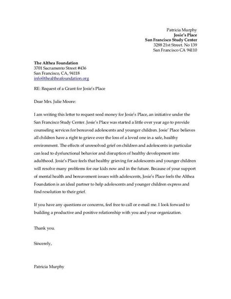 letter  support template  grant proposal  josies place