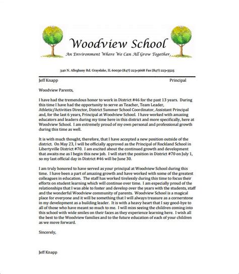 headteacher letter  resignation  parents sample resignation letter