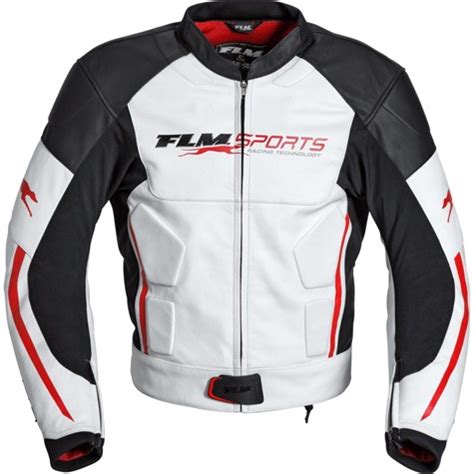 flm sports leather combi jacket  whitered