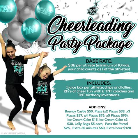 Cheerleading Party Package Tnt All Stars Cheerleading Perth