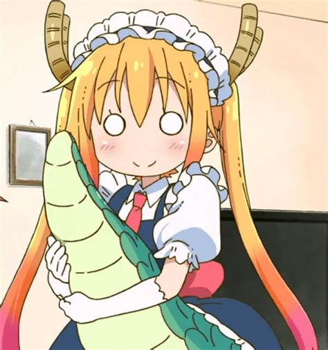 tohru holding   tail  kobayashis dragon maid  kobayashis dragon maid
