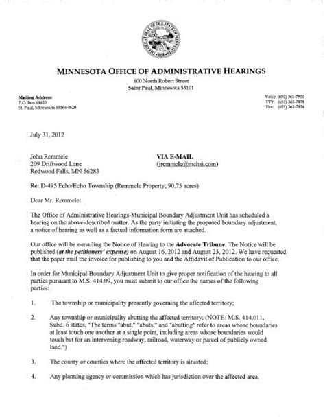 notice  hearing letters municipal boundary adjustments