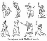 Indian Kathak Dance Silhouettes Dancers Vector Contour Isolated Set Pose Draw Template Sketch Shutterstock sketch template