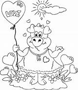 Valentine Pig Coloring Balloon Pintura Em Para Tecido Riscos Country sketch template