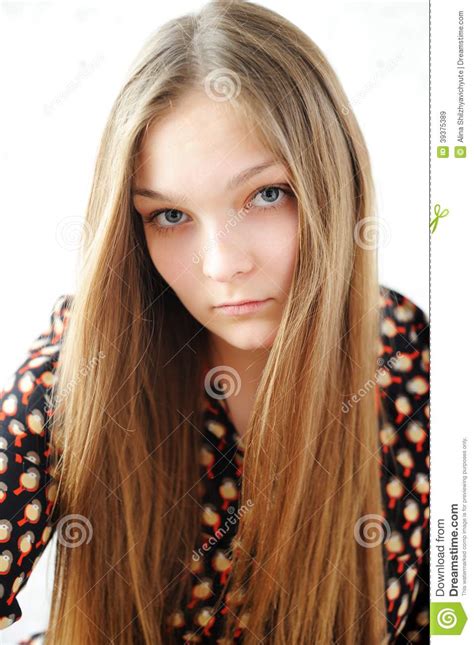 Beautiful Plump Teen Girl With Long Hair Stock Image