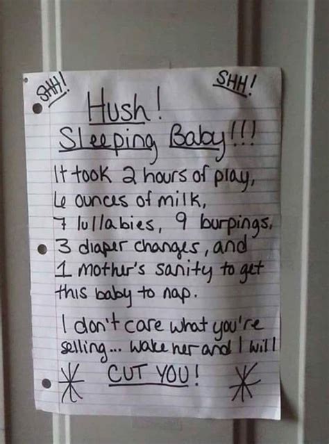 hilarious doorbell notes written  parents  sleeping babies