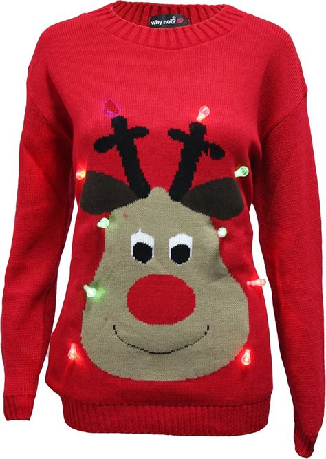 unisex light  christmas jumper mens womens rudolph led novelty sweater lxl uk size