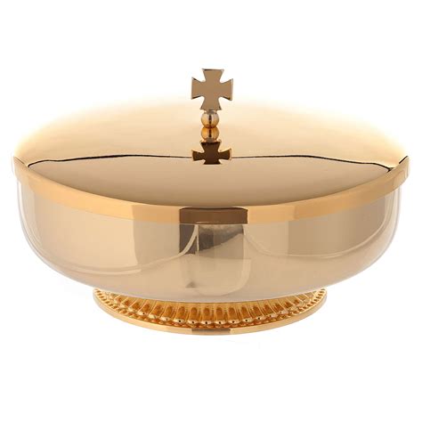 ciborium  lid  golden brass cross  cm  sales  holyartcom