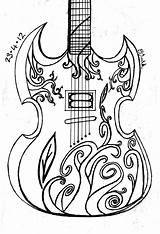 Guitar Drawing Outline Easy Simple Template Big Cake Getdrawings Acoustic sketch template