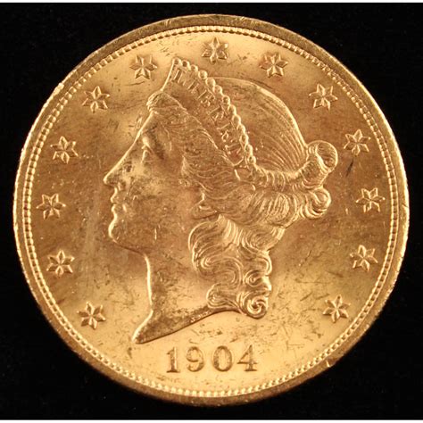 liberty head  twenty dollar gold coin pristine auction