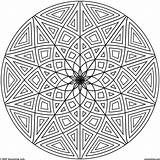 Stern Schwer Mosaic Dreiecke Kreis Geometrische Rundes Mitte Popular Malen Symmetry Coloringhome sketch template