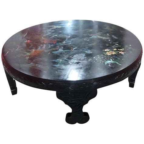 hand painted asian black lacquer coffee table chairish