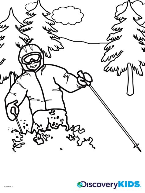 skiing coloring page discovery kids