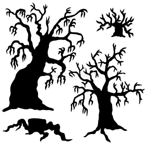 spooky trees silhouette collection stock vector illustration  stem