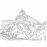Matterhorn Alps Kleurplaat Kleurplaten Berglandschap Alpen Alpi Landschappen Schweizer Cervino Malbilder sketch template