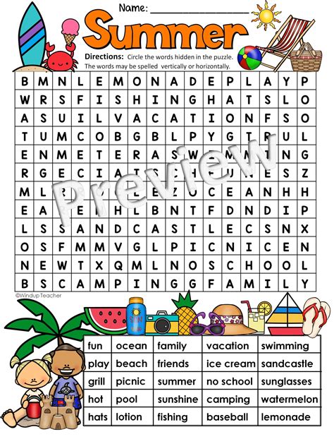 summer word search easy puzzle ready     teachers