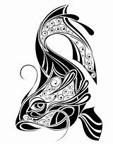 Koi Tribal Tattoo Tattoos Fish Drawing Pisces Designs Outline Geometric Sign Drawings Line Lovely Zodiac Water Illustration Vagina Google Clipart sketch template