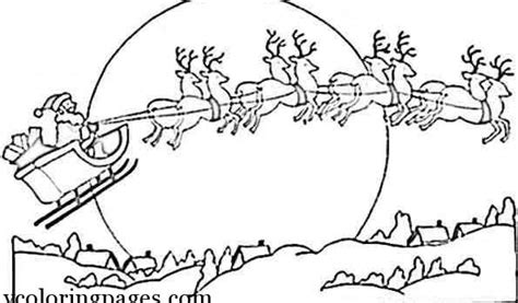 santa  flying reindeer coloring pages