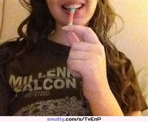 Michelletripson Amateur Selfshot Biting Candy Brunette Sexy