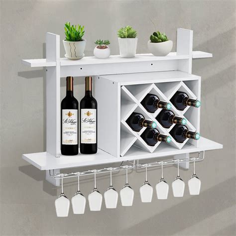 white wall mounted wine rack bar drink bottle storage cage glass holder