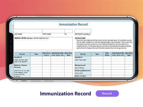Excel Of Simple Immunization Record Xls Wps Free Templates