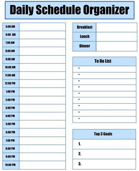 printable blank visual schedule template  template printable