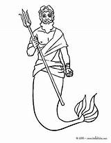 Triton Trident Rey Sirene Hellokids Tridente Roi Neptune Coloriages Son Colorier Drawings Sirenas sketch template