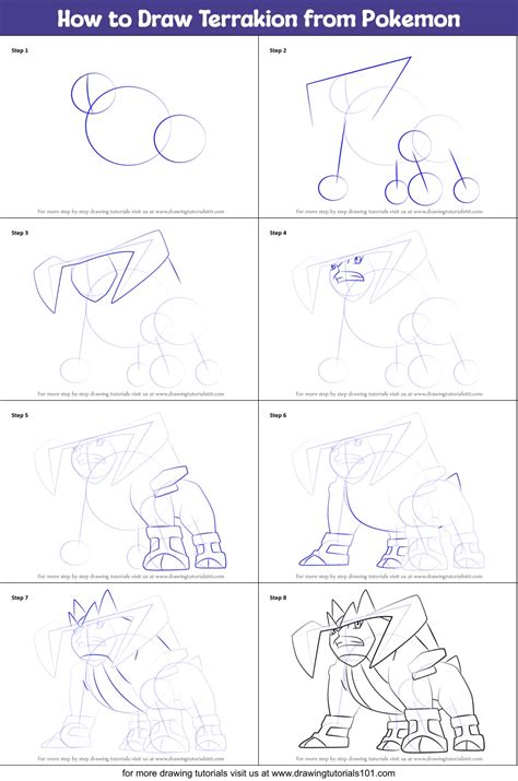 draw terrakion  pokemon printable step  step drawing sheet