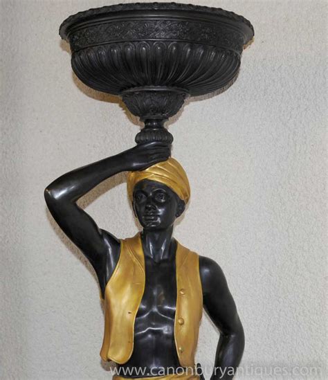 Pair Xl Italian Bronze Blackamoor Statues Male Figurines