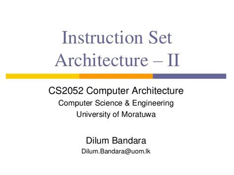 instruction set architecture ii