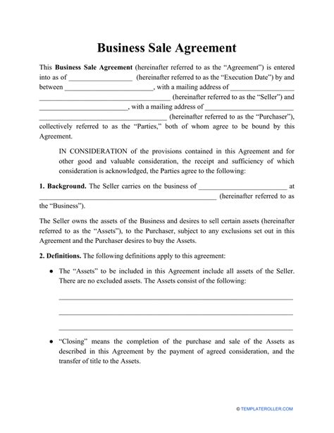 business sale agreement template fill  sign